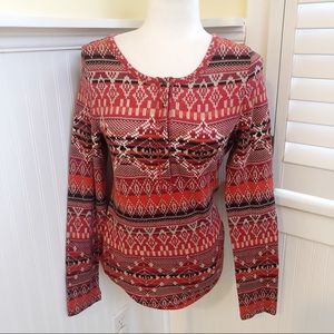 Lucky Brand Instarsia Red Thermal Henley Medium